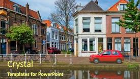  Presentation with bicycles - Beautiful slides featuring cars-and-bicycles-on-canal backdrop and a tawny brown colored foreground
