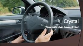  Presentation with automotive interior inside car - Cool new slides with cars dashes - driving a car viewed backdrop and a ocean colored foreground