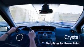 Presentation with speed - Amazing PPT theme having cars dashes - inside car view at high backdrop and a navy blue colored foreground