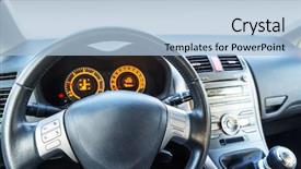  Presentation with interior - Presentation theme having cars dashes - modern car interior background and a light blue colored foreground