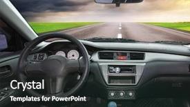  Presentation with car design - Presentation theme consisting of cars dashes - travel in car element background and a dark gray colored foreground