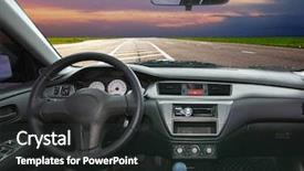  Presentation with car design - Amazing PPT theme having cars dashes - travel in car element backdrop and a dark gray colored foreground