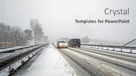  Presentation with storm - PPT theme consisting of cars-driving-in-a-snow background and a white colored foreground