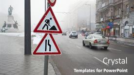  Presentation with dull - Cool new PPT layouts with cars-driving-on-a-foggy backdrop and a gray colored foreground