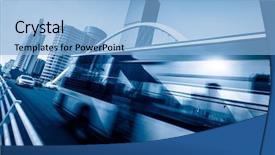  Presentation with self driving cars - PPT layouts with cars driving on bridge tianjin background and a light blue colored foreground