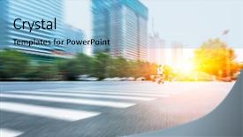  Presentation with driving road - Audience pleasing slide deck consisting of inner city road of suzhou backdrop and a light blue colored foreground