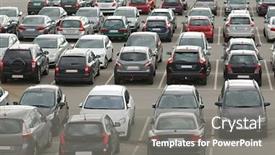  Presentation with parking lot - Beautiful slides featuring carpark - cars in a crowded parking backdrop and a gray colored foreground