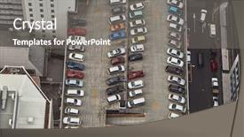  Presentation with parking lot - Amazing slide set having cars in a parking lot backdrop and a gray colored foreground