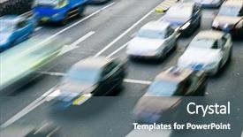  Presentation with empty road motion blur - Slide set enhanced with cars in highway with blur background and a ocean colored foreground