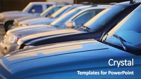  Presentation with car parking lot - Presentation theme enhanced with row of cars in parking background and a ocean colored foreground