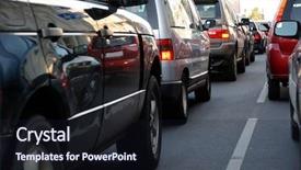  Presentation with rush hour - Beautiful presentation design featuring cars in traffic jam backdrop and a wine colored foreground