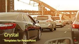 Presentation with traffic jam - Audience pleasing slide set consisting of cars in traffic jam backdrop and a tawny brown colored foreground