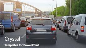  Presentation with traffic jam - Colorful slide set enhanced with cars in traffic jam backdrop and a dark gray colored foreground