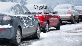  Presentation with traffic jam - Theme consisting of cars in traffic jam background and a light blue colored foreground