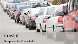  Presentation with rush hour - Colorful theme enhanced with cars in traffic jam backdrop and a light gray colored foreground