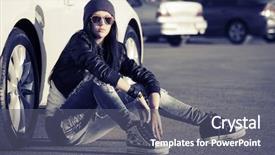  Presentation with punk - Presentation featuring cars ladies - fashion punk woman sitting background and a gray colored foreground