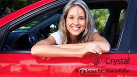  Presentation with car key - Presentation having cars ladies - happy smiling woman with car background and a red colored foreground