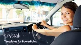  Presentation with woman car driver map - Presentation design having cars ladies - happy woman new car owner background and a tawny brown colored foreground