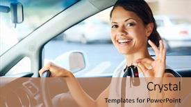  Presentation with woman car driver map - Amazing slide set having cars ladies - happy woman new car owner backdrop and a coral colored foreground