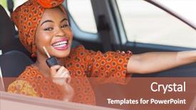  Presentation with car key - Slide set with cars ladies - pretty african woman showing car background and a red colored foreground
