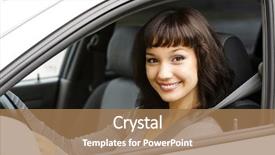  Presentation with pretty female military - Cool new PPT theme with cars ladies - pretty female driver backdrop and a coral colored foreground