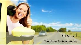  Presentation with driver - PPT theme having cars ladies - young beautiful woman car driver background and a mint green colored foreground