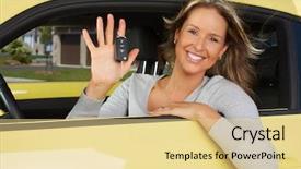  Presentation with woman car driver map - Cool new slide set with cars ladies - young beautiful woman car driver backdrop and a blonde colored foreground