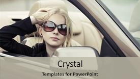 Presentation with driving - Audience pleasing theme consisting of cars ladies - young fashion blond woman driving backdrop and a light gray colored foreground