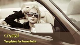  Presentation with self driving car - Slide deck having cars ladies - young woman driving a convertible background and a tawny brown colored foreground