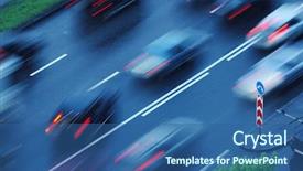  Presentation with moving - Presentation theme enhanced with cars moving over wet road background and a ocean colored foreground