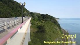  Presentation with sea shore - Presentation theme enhanced with cars on highway and railway background and a tawny brown colored foreground