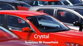  Presentation with car parking lot - Presentation featuring telephoto view of cars parked background and a crimson colored foreground