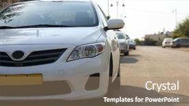  Presentation with cars - Theme enhanced with cars parked on the road background and a coral colored foreground