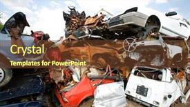  Presentation with cars - Beautiful presentation theme featuring yard debri - cars piled on top backdrop and a tawny brown colored foreground