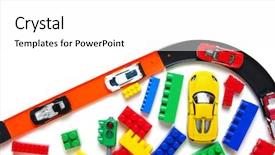  Presentation with car racing track - Theme with cars skelet - toy car and racing track background and a white colored foreground