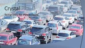  Presentation with traffic jam - Presentation design consisting of cars stand in traffic jam background and a light blue colored foreground