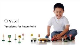  Presentation with trucks - Presentation featuring cars trucks and traffic signs background and a white colored foreground