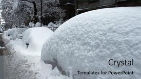  Presentation with green grass under the snow - Audience pleasing slide set consisting of cars under snow in zagreb backdrop and a light gray colored foreground