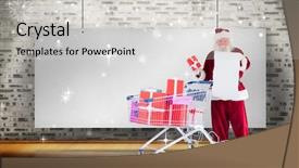  Presentation with art exhibition - Amazing presentation theme having cart against large poster backdrop and a light gray colored foreground