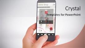  Presentation with hand holding colorful brain sketch - Presentation design featuring cart chart - female hand holding a smartphone background and a  colored foreground