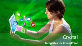  Presentation with abstract chart business - Beautiful presentation featuring cart chart - young business woman looking backdrop and a  colored foreground