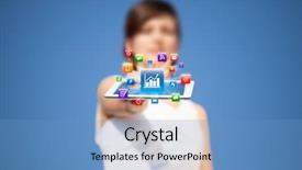  Presentation with business abstract - Presentation theme with cart chart - young business woman looking background and a  colored foreground