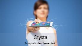  Presentation with modern - Cool new slides with cart chart - young woman looking at modern backdrop and a  colored foreground