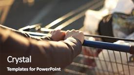  Presentation with take - PPT theme featuring cart in hands go shoping background and a tawny brown colored foreground