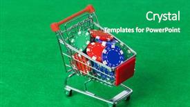  Presentation with casino - Slide deck with cart on green table - gambling background and a ocean colored foreground