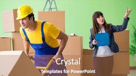  Presentation with contractor - Cool new theme with cart postal - woman boss and man contractor backdrop and a  colored foreground