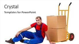  Presentation with young athletes box jumping - Colorful slide set enhanced with cart postal - young male courier with box backdrop and a white colored foreground