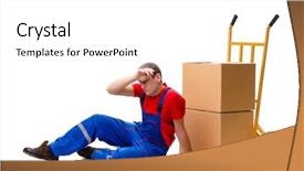  Presentation with young athletes box jumping - PPT theme having cart postal - young male courier with box background and a white colored foreground