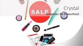  Presentation with cosmetics - Amazing slides having cart with flying out cosmetics isolated on white backdrop and a lemonade colored foreground