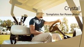  Presentation with golf course - Slide set enhanced with male golfer driving a cart background and a lemonade colored foreground